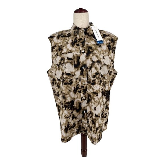 NWT SAMSOE SAMSOE SLEEVLESS OVERSIZED TEA SHIRT TOP - CAMO CLAY SIZE SMALL - Picture 3 of 7